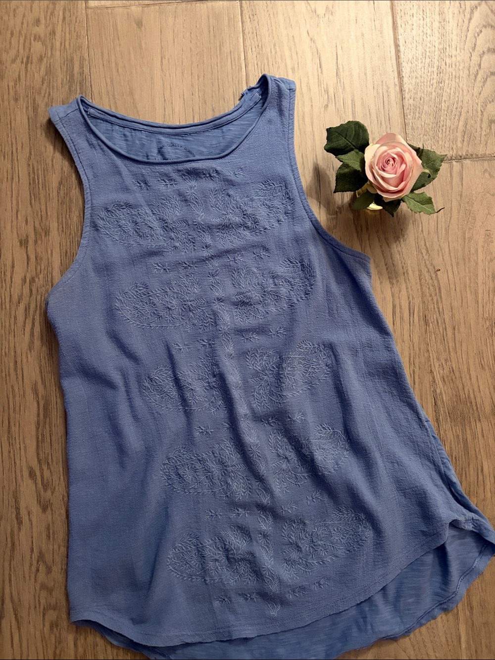 Lucky Brand Paisley Embroidered Scoop-Neck Tank